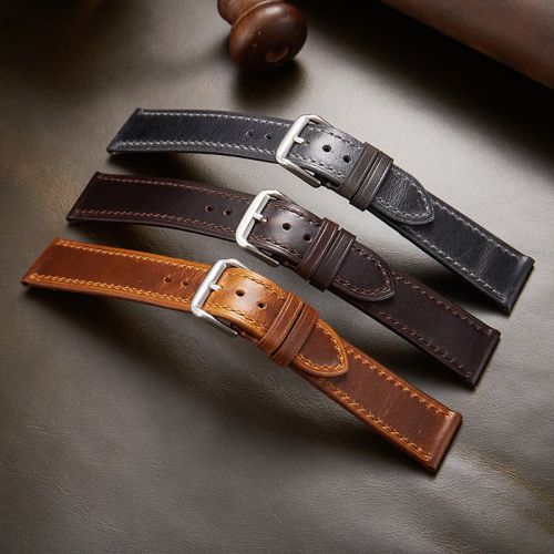 New Italian Genuine Leather Watch Strap Vintage Oil Wax Leather Color-changing Ultra-thin Watch Band 18 19 20 21 22 mm (ZPB-583)