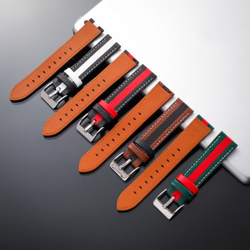 20mm 22mm Quick Release Two-Tone Genuine Leather Watch Strap （ZPB-578）