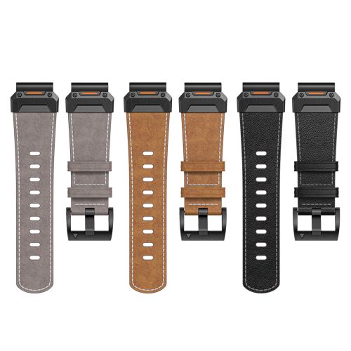 Genuine Leather Quick-Release Watch Band For Garmin Fenix 8/7X/7 Pro/6/5/965 (ZPB-645)