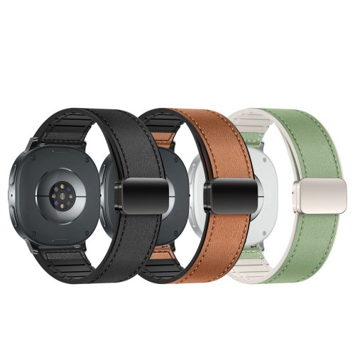 Genuine Leather Hybrid Silicone Watch Band for Samsung Watch 8: Style Meets Comfort